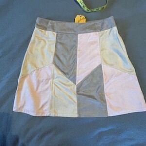 Andree by Unit Patchwork Suede Mini Skirt Pastel‎ Neutral Soft Retro Size Large